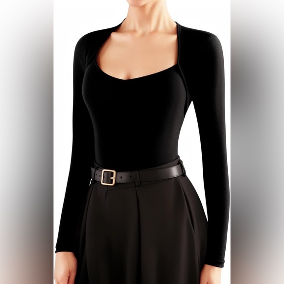 BUNDLE NWOT 2 Pack Mangopop Black Long Sleeve Bodysuits - Picture 4 of 12